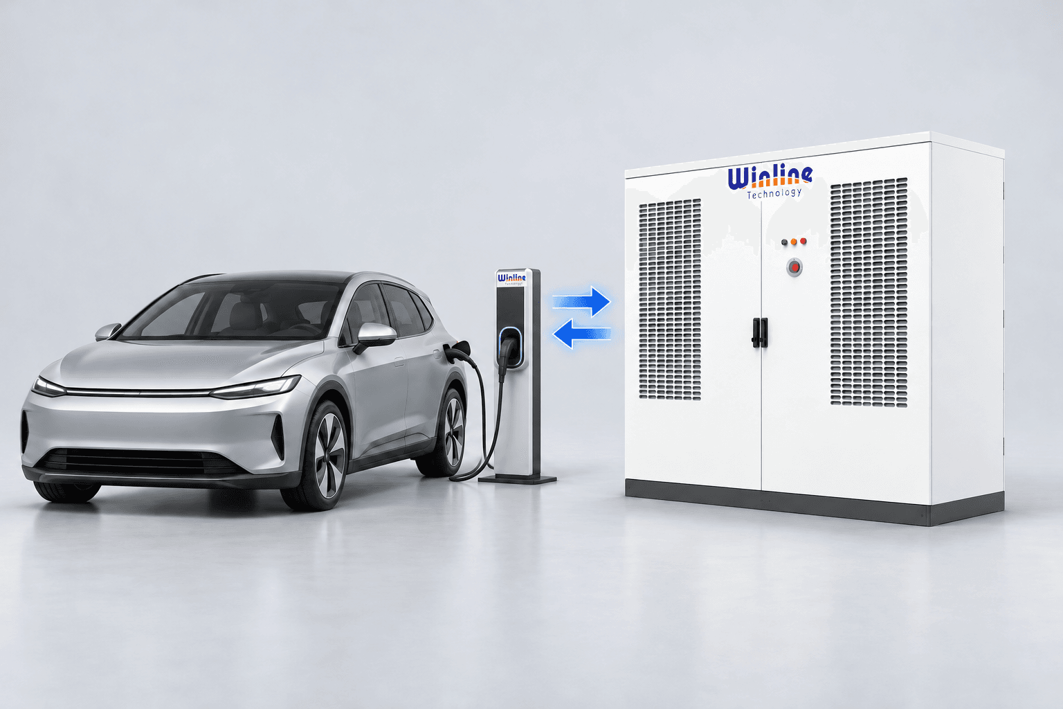 AI-generated illustration: V2G: bidirectional energy flow between vehicle and power system